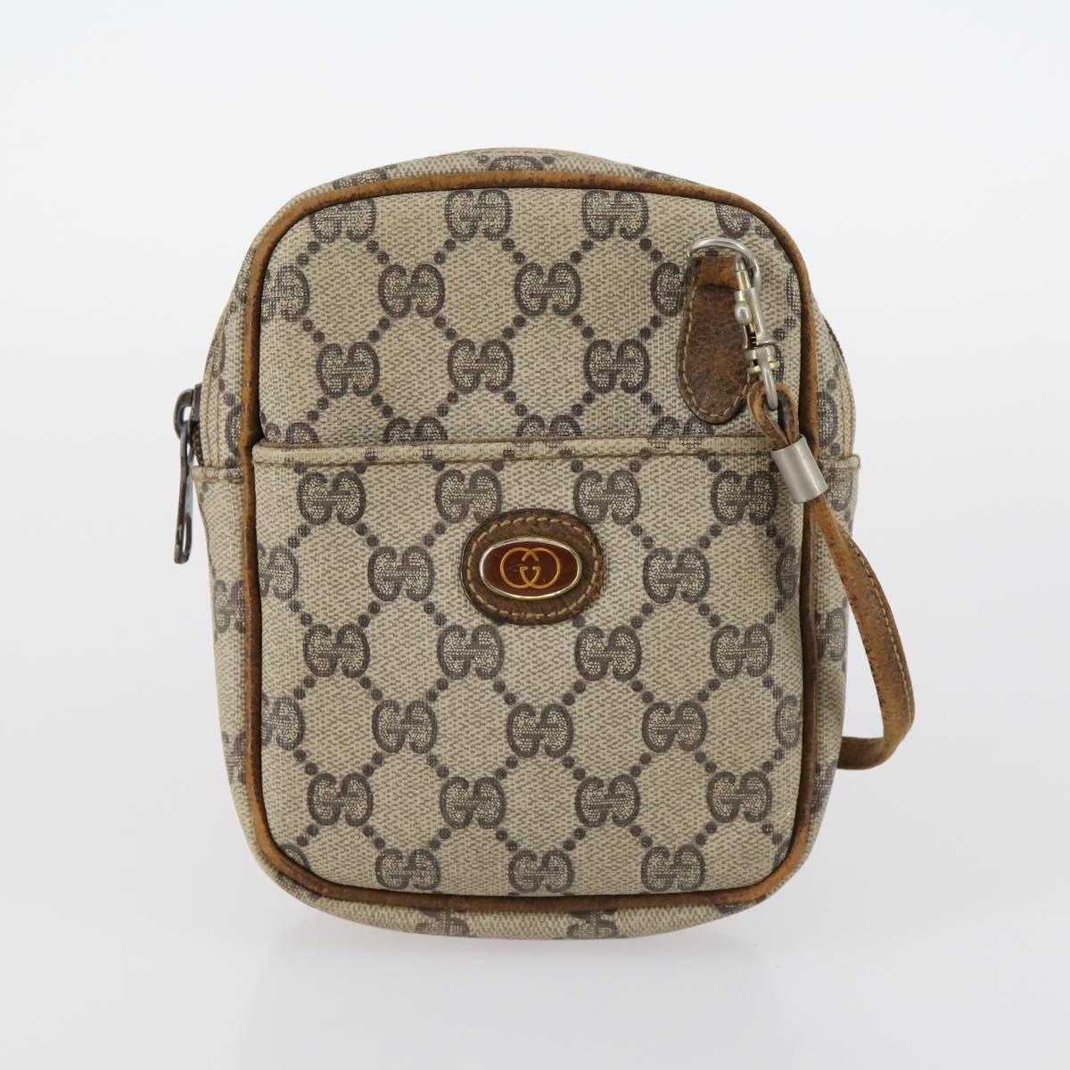 GUCCI GG Canvas Supreme Bamboo Bag Nylon PVC 3Set Beige Black Auth am9227