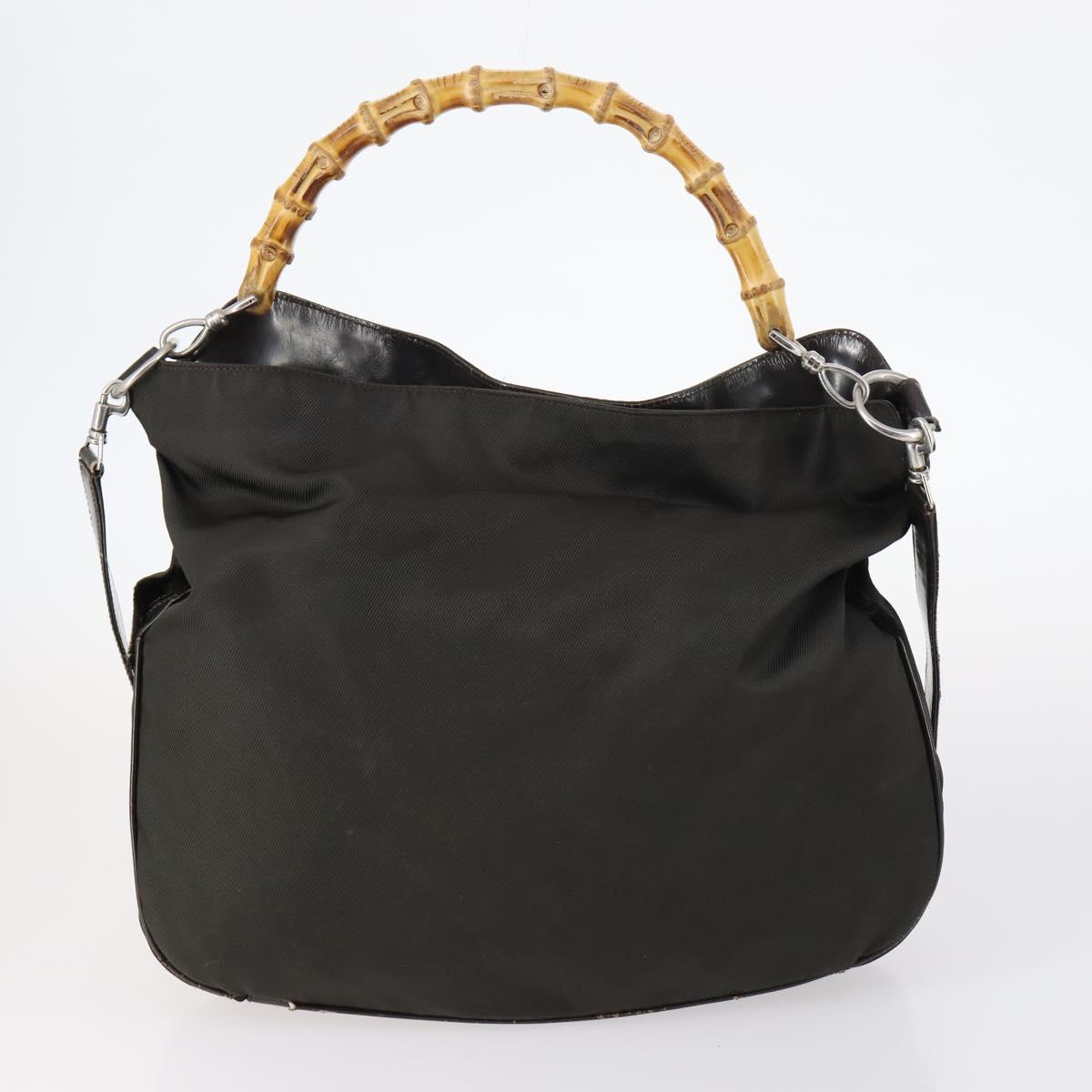 GUCCI GG Canvas Supreme Bamboo Bag Nylon PVC 3Set Beige Black Auth am9227