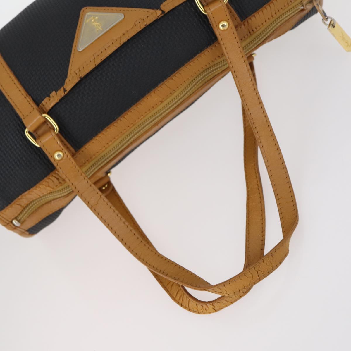 SAINT LAURENT Hand Bag Leather 2Set Black Gold beige Auth am9229