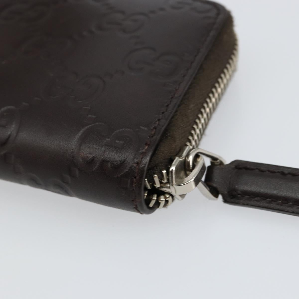 GUCCI GG Canvas Guccissima Wallet Leather Brown Silver 255452 Auth am9231