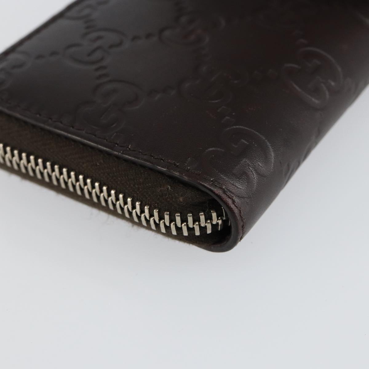 GUCCI GG Canvas Guccissima Wallet Leather Brown Silver 255452 Auth am9231