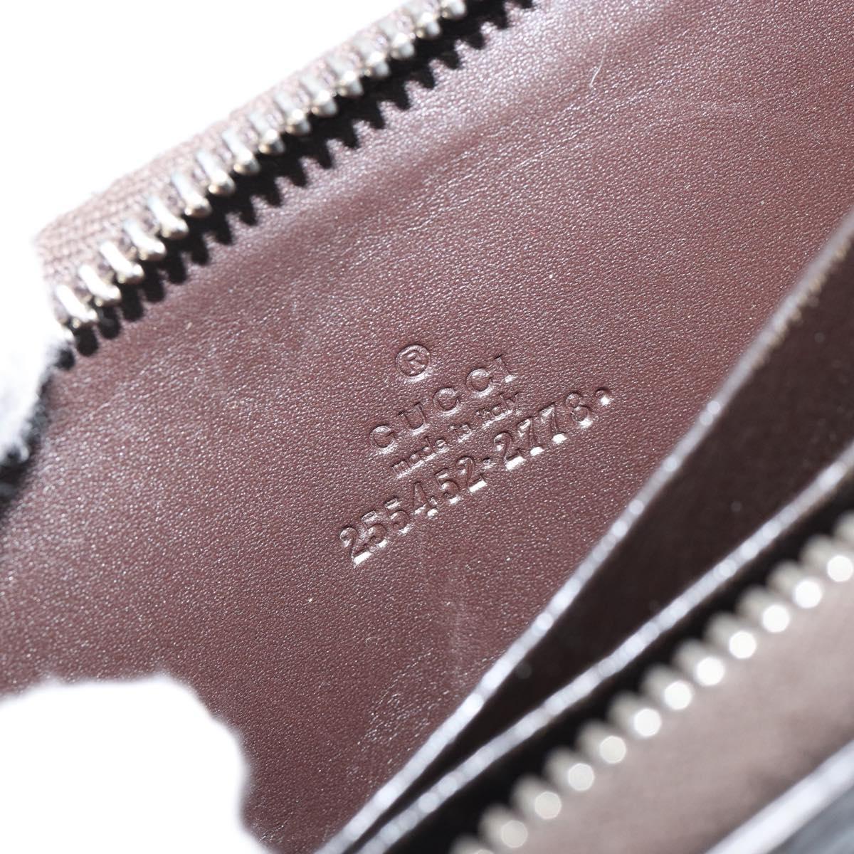 GUCCI GG Canvas Guccissima Wallet Leather Brown Silver 255452 Auth am9231