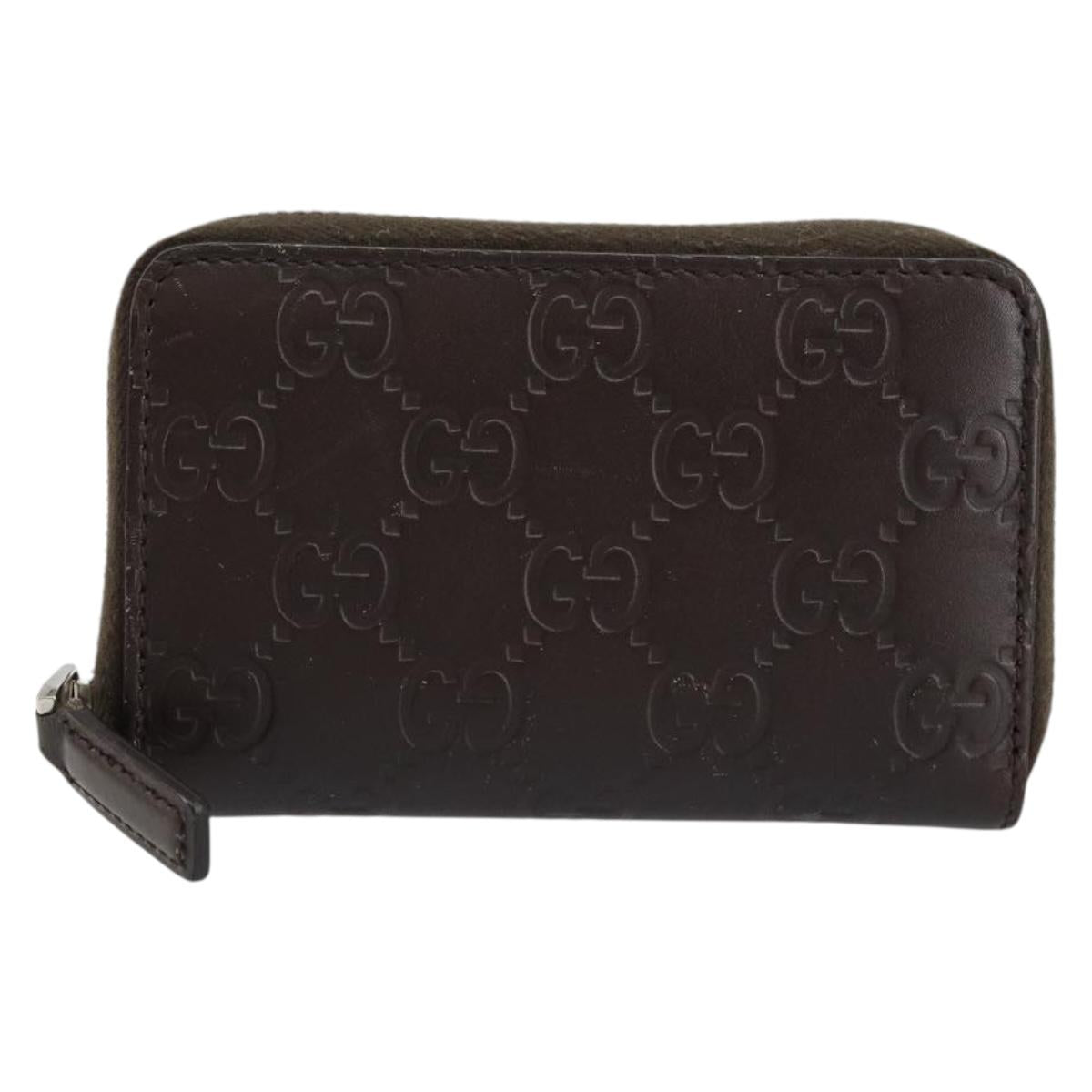 GUCCI GG Canvas Guccissima Wallet Leather Brown Silver 255452 Auth am9231