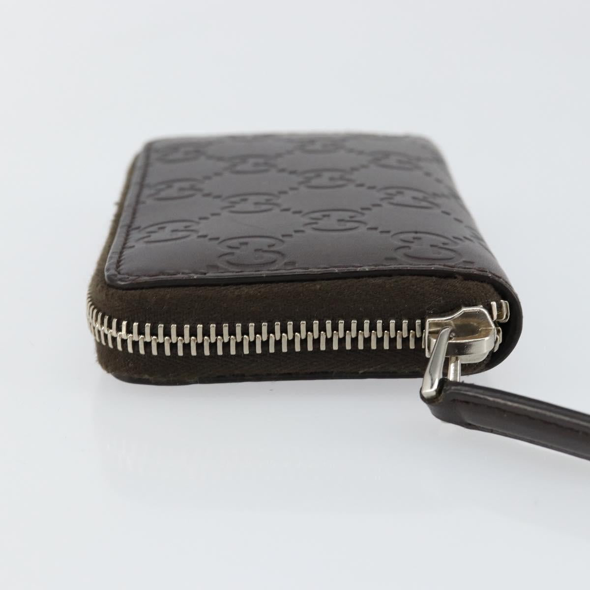GUCCI GG Canvas Guccissima Wallet Leather Brown Silver 255452 Auth am9231