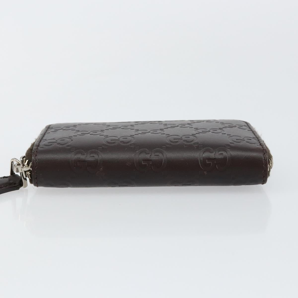 GUCCI GG Canvas Guccissima Wallet Leather Brown Silver 255452 Auth am9231
