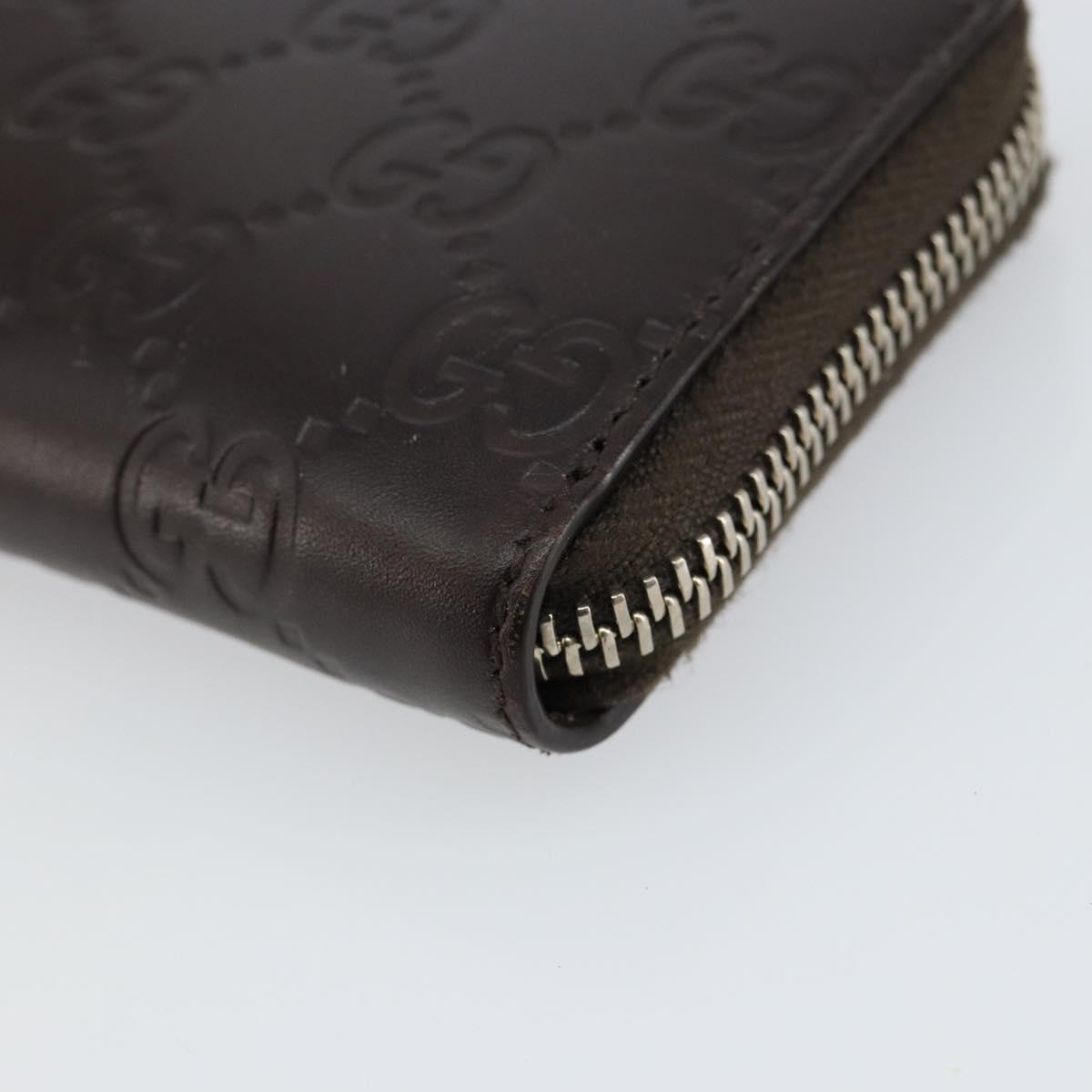 GUCCI GG Canvas Guccissima Wallet Leather Brown Silver 255452 Auth am9231