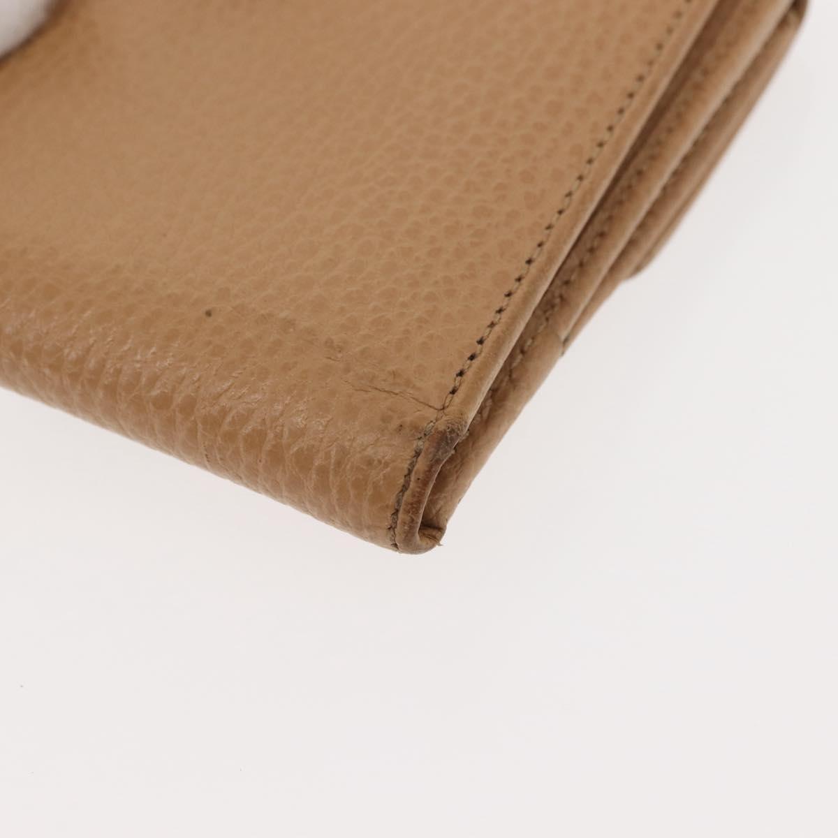GUCCI Bifold Wallet Leather Outlet Beige Gold Beige 615525 Auth am9232