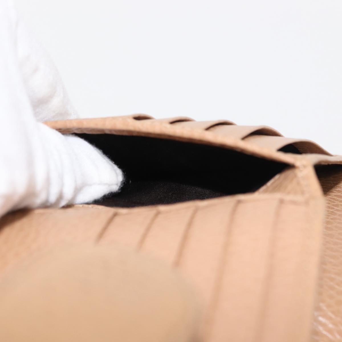 GUCCI Bifold Wallet Leather Outlet Beige Gold Beige 615525 Auth am9232