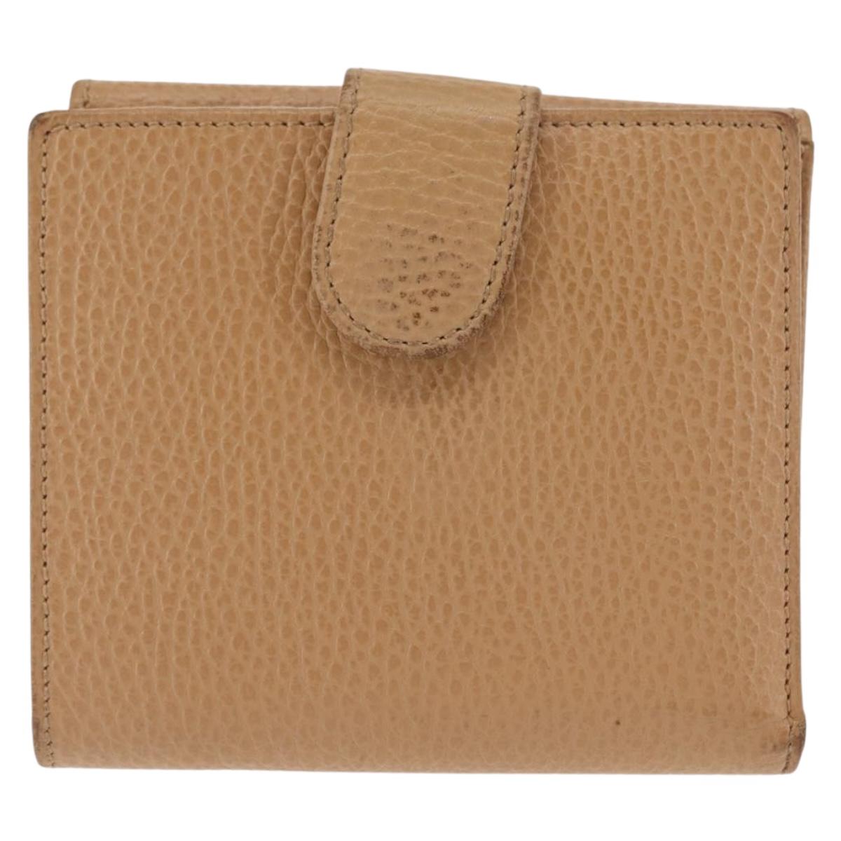 GUCCI Bifold Wallet Leather Outlet Beige Gold Beige 615525 Auth am9232