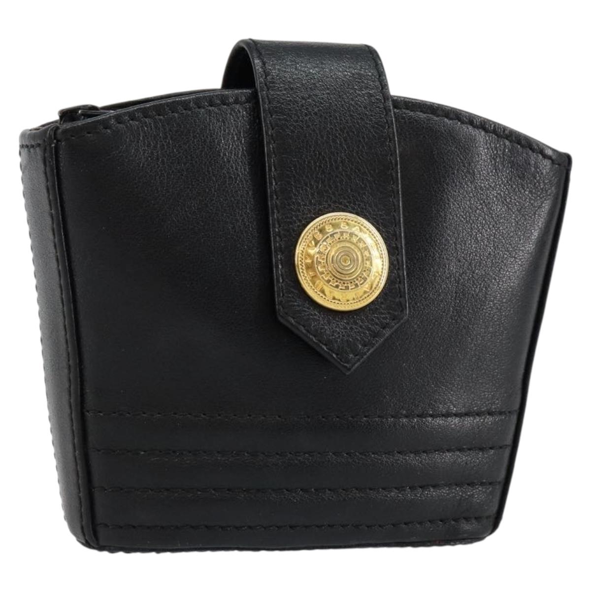 SAINT LAURENT Coin Purse Leather Black Auth am9233