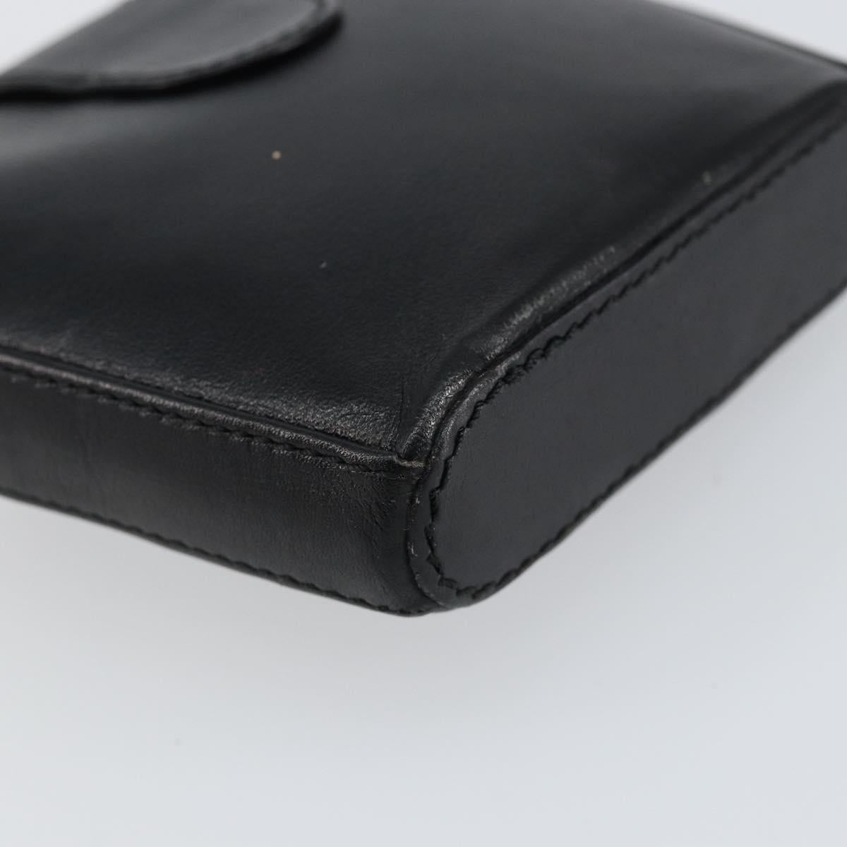 SAINT LAURENT Coin Purse Leather Black Auth am9233