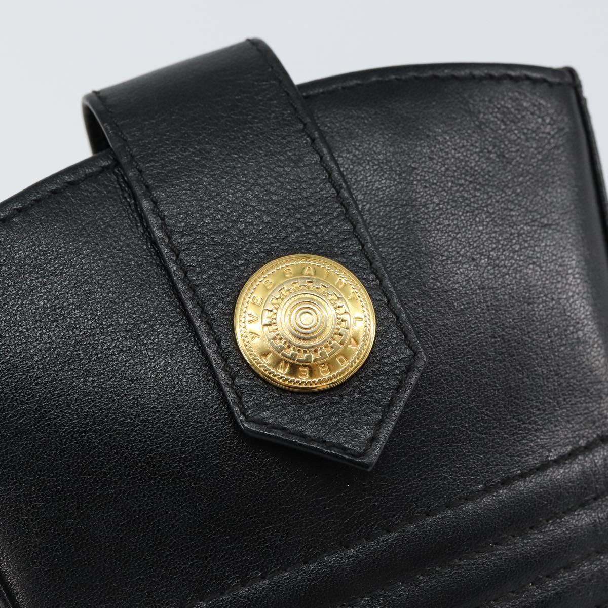 SAINT LAURENT Coin Purse Leather Black Auth am9233