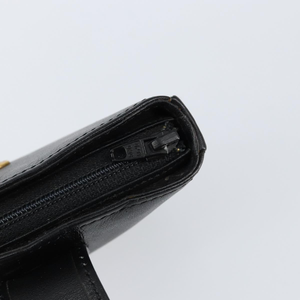 SAINT LAURENT Coin Purse Leather Black Auth am9233