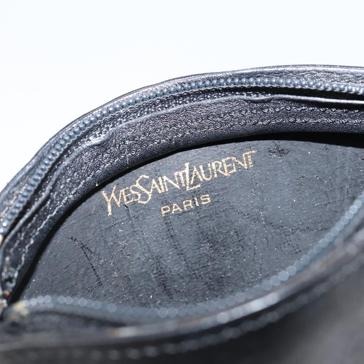 SAINT LAURENT Coin Purse Leather Black Auth am9233