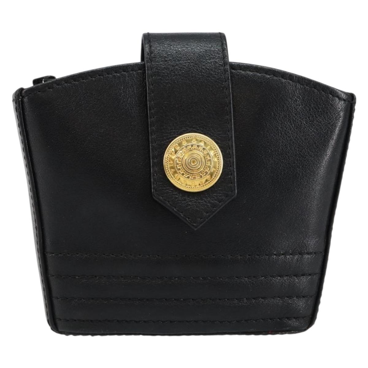 SAINT LAURENT Coin Purse Leather Black Auth am9233