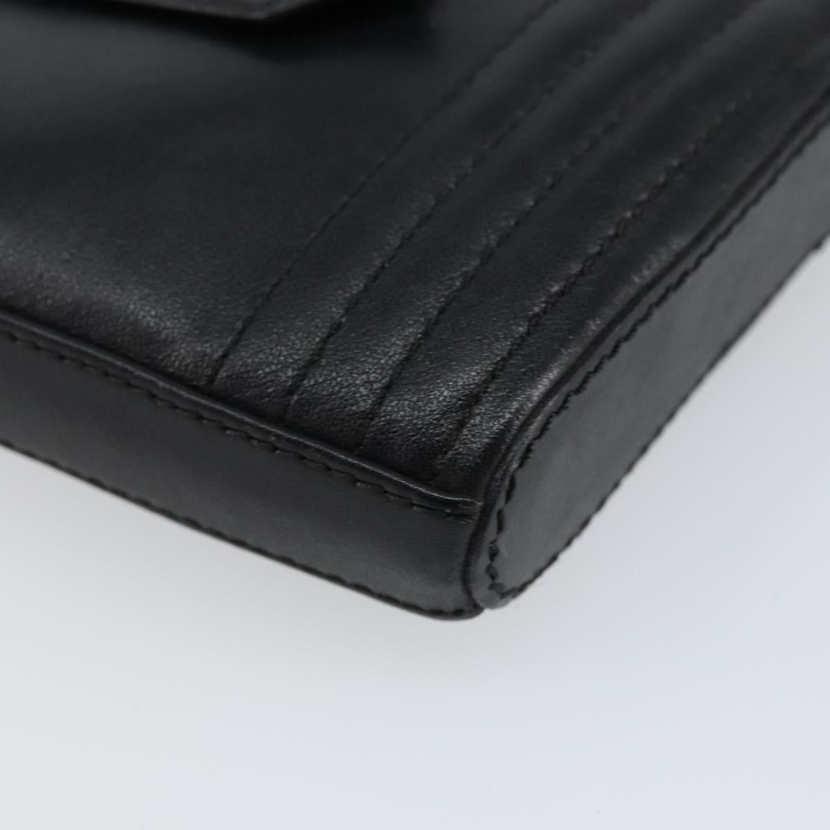 SAINT LAURENT Coin Purse Leather Black Auth am9233