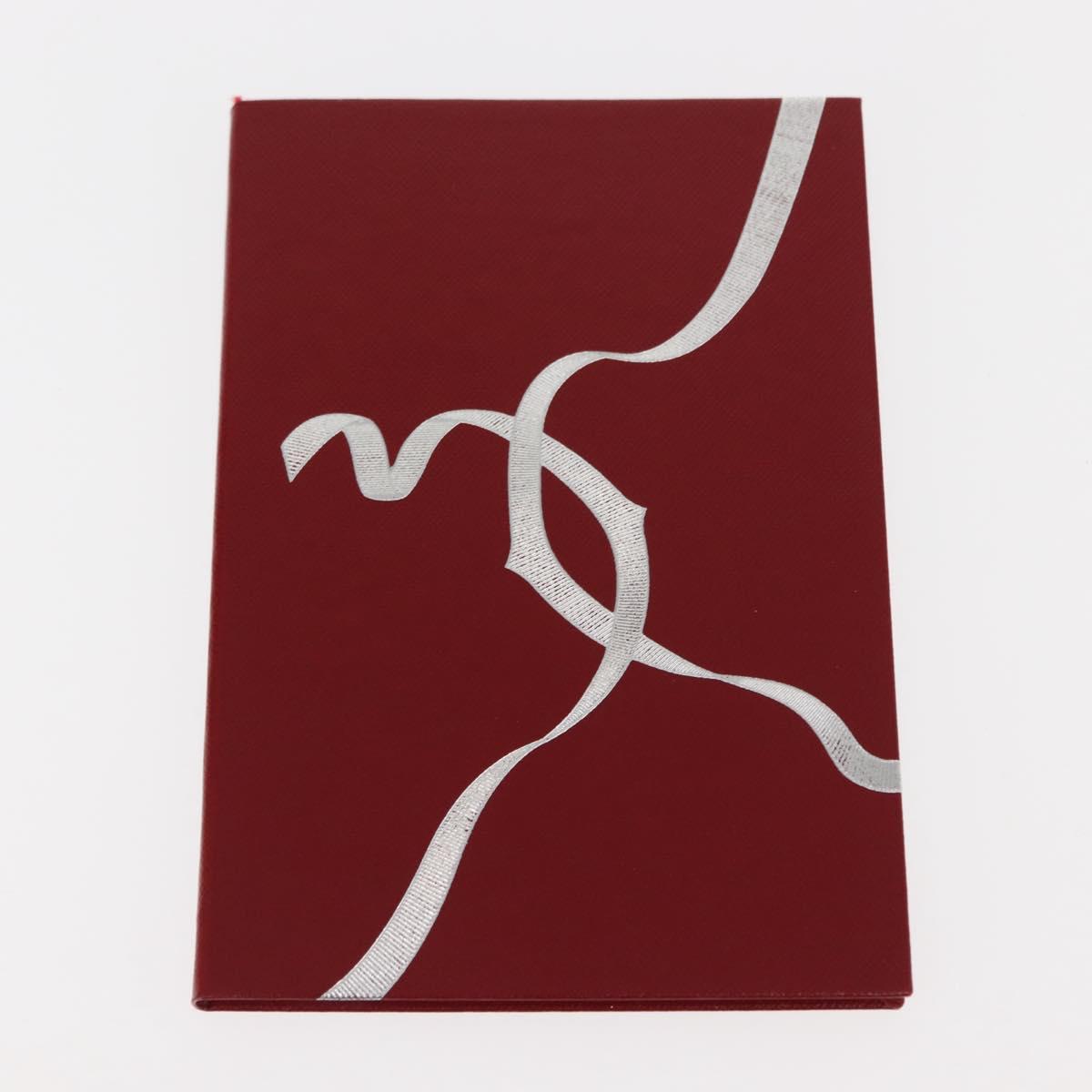 CARTIER Note Cover Leather Set of 2 Bordeaux White Auth am9235