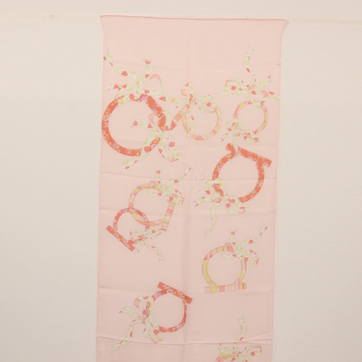 Salvatore Ferragamo Scarf Silk 2Set Pink Navy Auth am9236