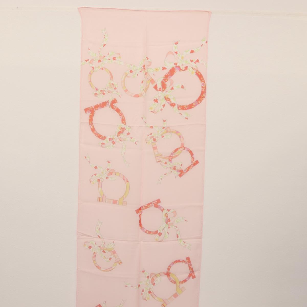 Salvatore Ferragamo Scarf Silk 2Set Pink Navy Auth am9236