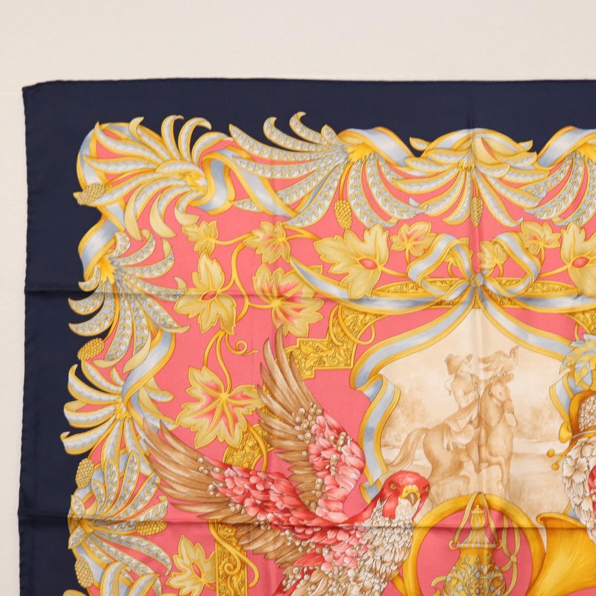 Salvatore Ferragamo Scarf Silk 2Set Pink Navy Auth am9236