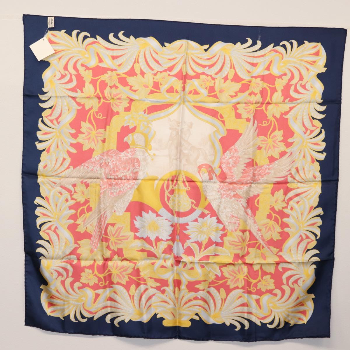 Salvatore Ferragamo Scarf Silk 2Set Pink Navy Auth am9236
