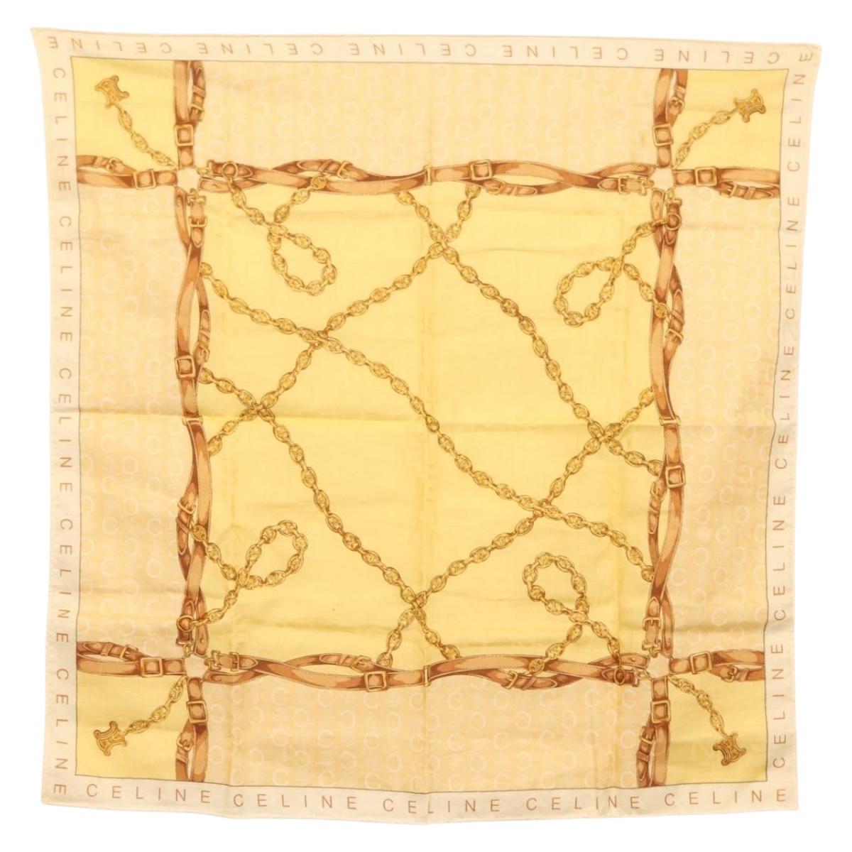 CELINE Scarf Cotton 2Set Beige Brown Auth am9237