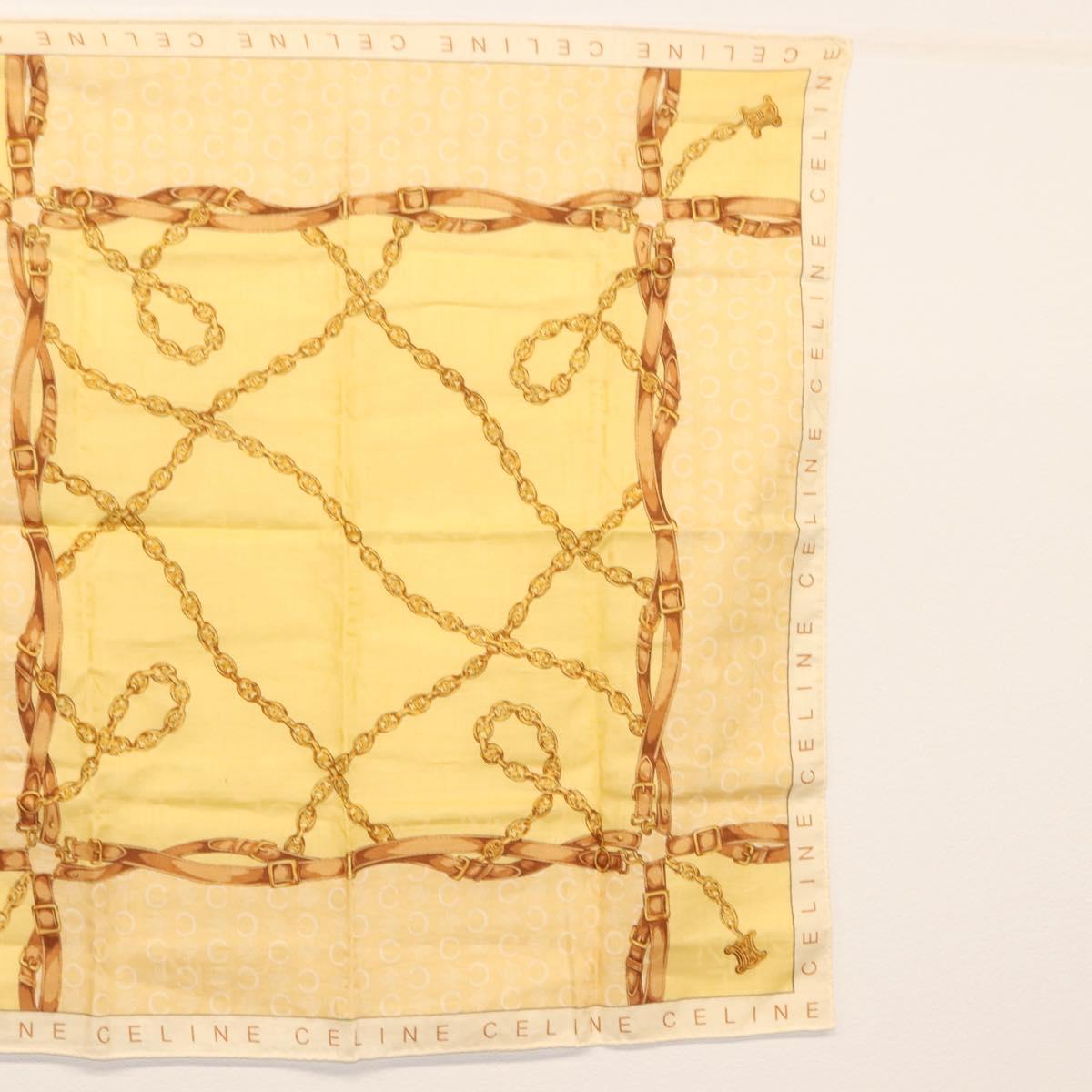 CELINE Scarf Cotton 2Set Beige Brown Auth am9237