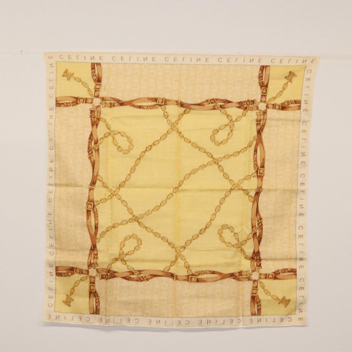 CELINE Scarf Cotton 2Set Beige Brown Auth am9237