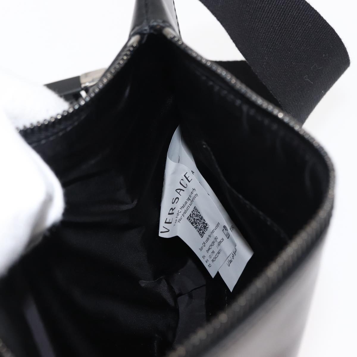 VERSACE Body Bag Leather Black Auth am9243