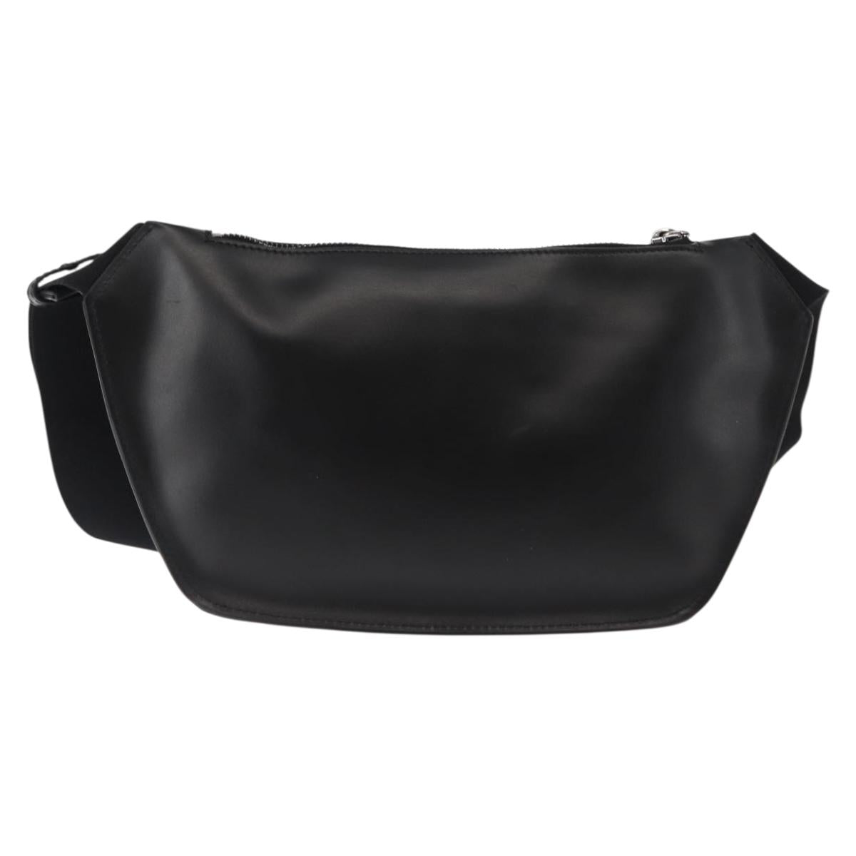 VERSACE Body Bag Leather Black Auth am9243