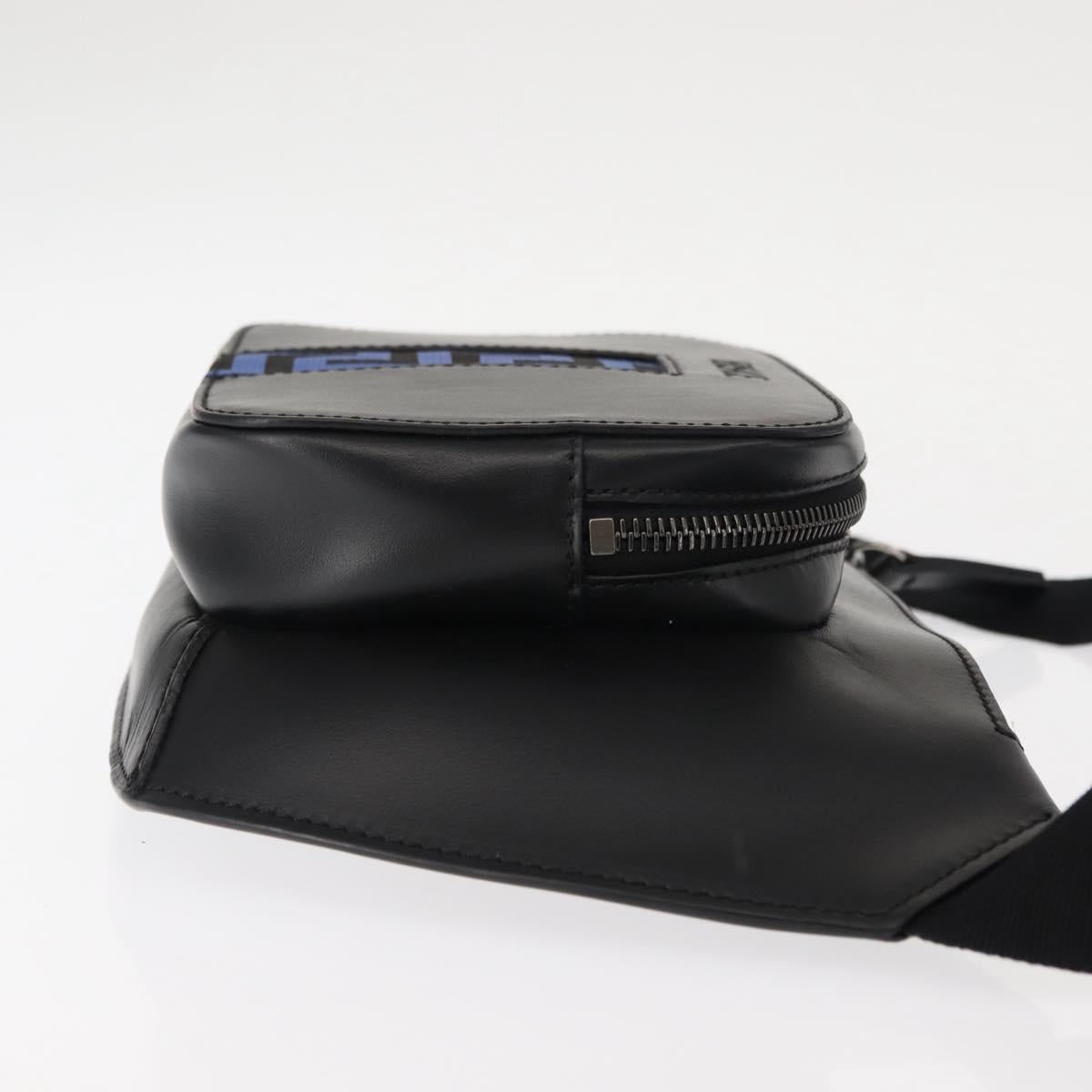 VERSACE Body Bag Leather Black Auth am9243