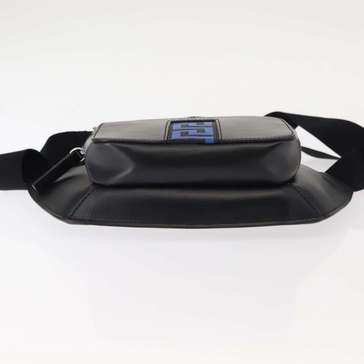 VERSACE Body Bag Leather Black Auth am9243