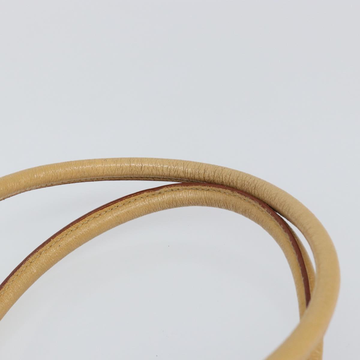 PRADA Shoulder Bag Leather Beige Silver Auth am9244