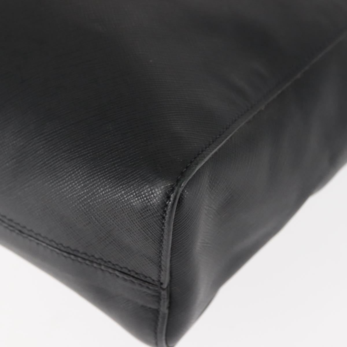 PRADA Tote Bag Safiano leather Black Silver Auth am9247