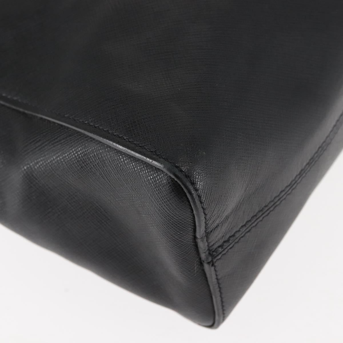 PRADA Tote Bag Safiano leather Black Silver Auth am9247