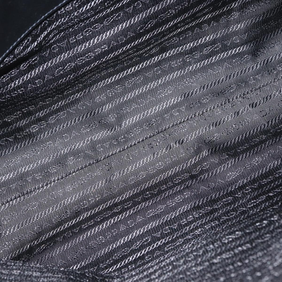 PRADA Tote Bag Safiano leather Black Silver Auth am9247