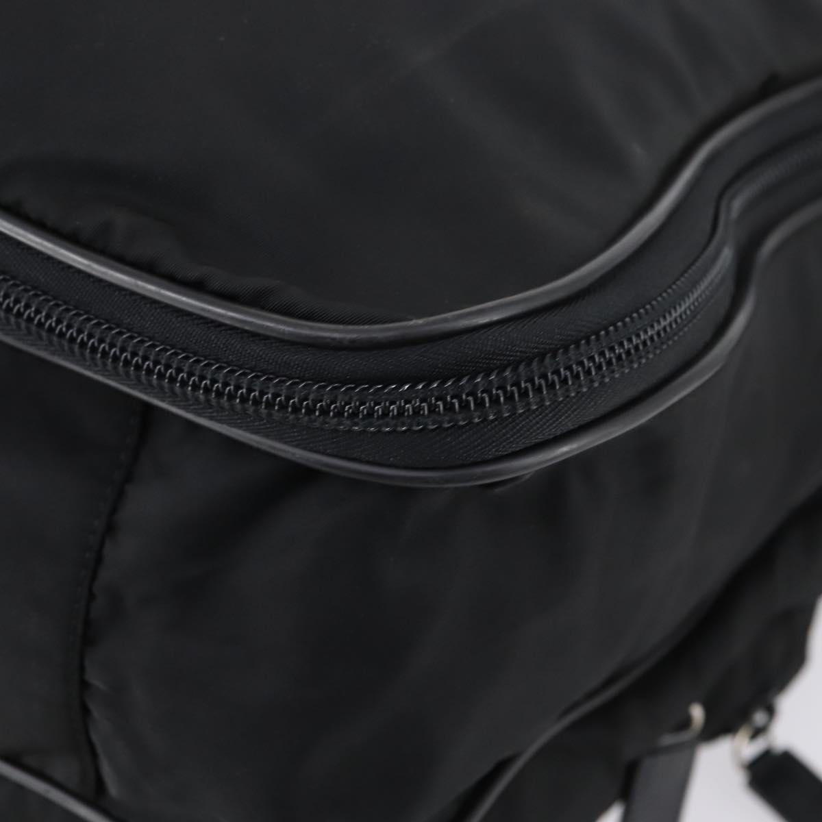 PRADA Boston Bag Nylon 2way Black Silver Auth am9248