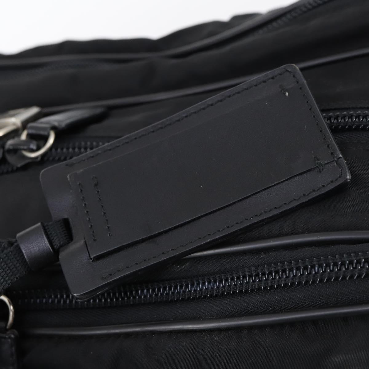 PRADA Boston Bag Nylon 2way Black Silver Auth am9248