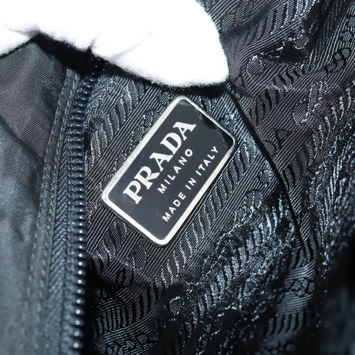 PRADA Boston Bag Nylon 2way Black Silver Auth am9248