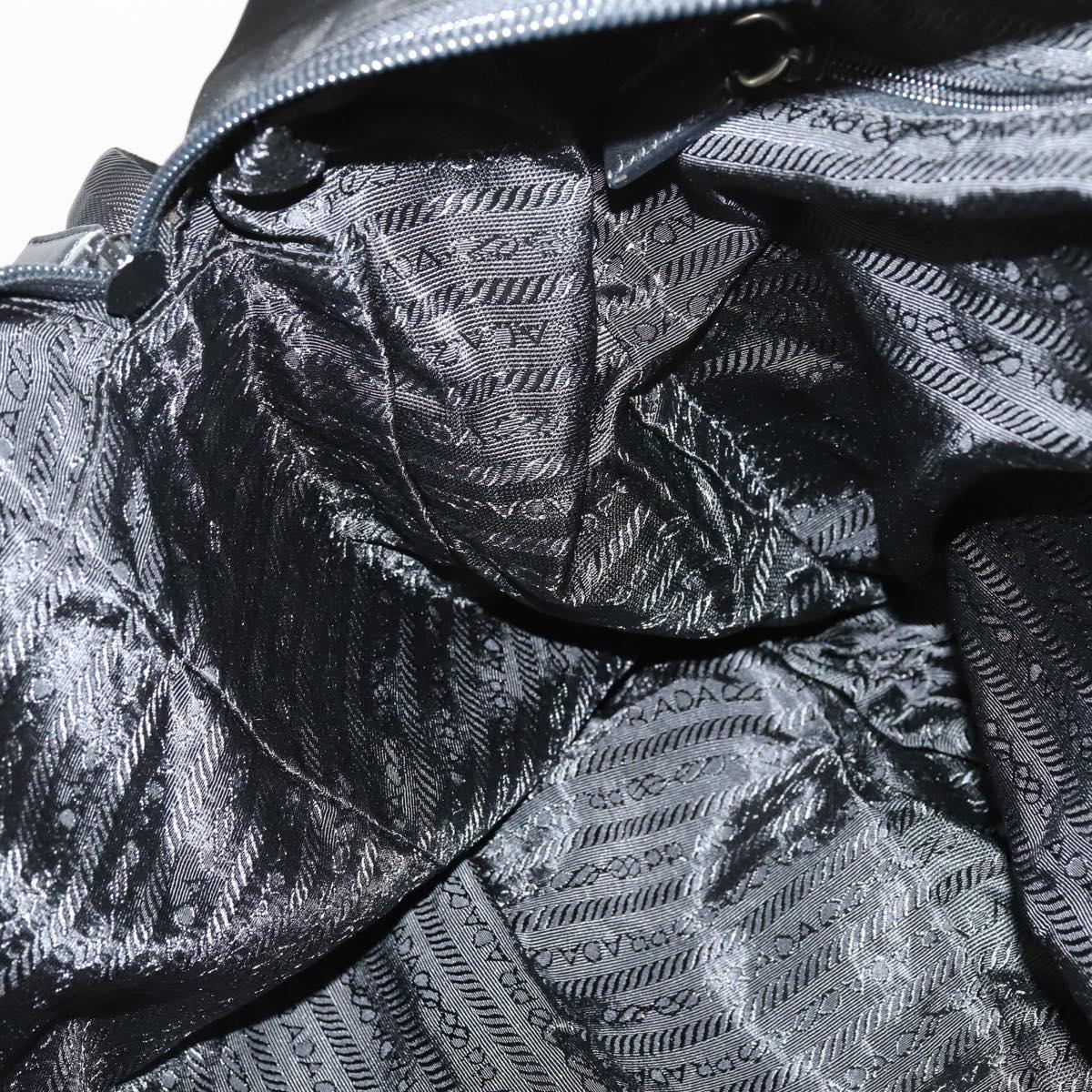 PRADA Boston Bag Nylon 2way Black Silver Auth am9248