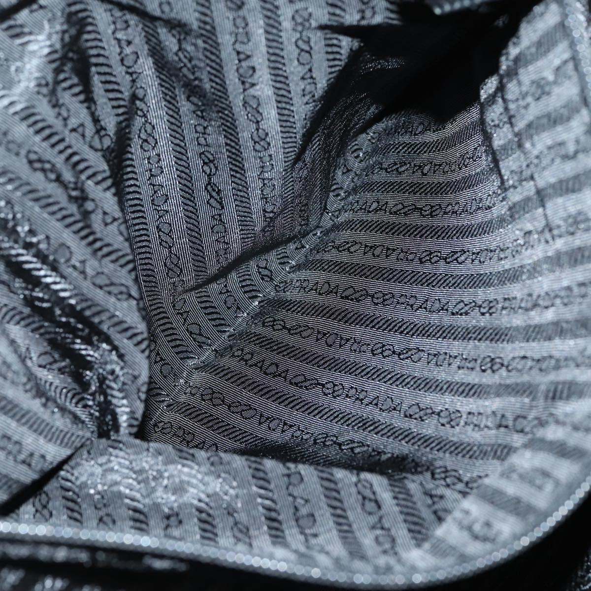 PRADA Boston Bag Nylon 2way Black Silver Auth am9248