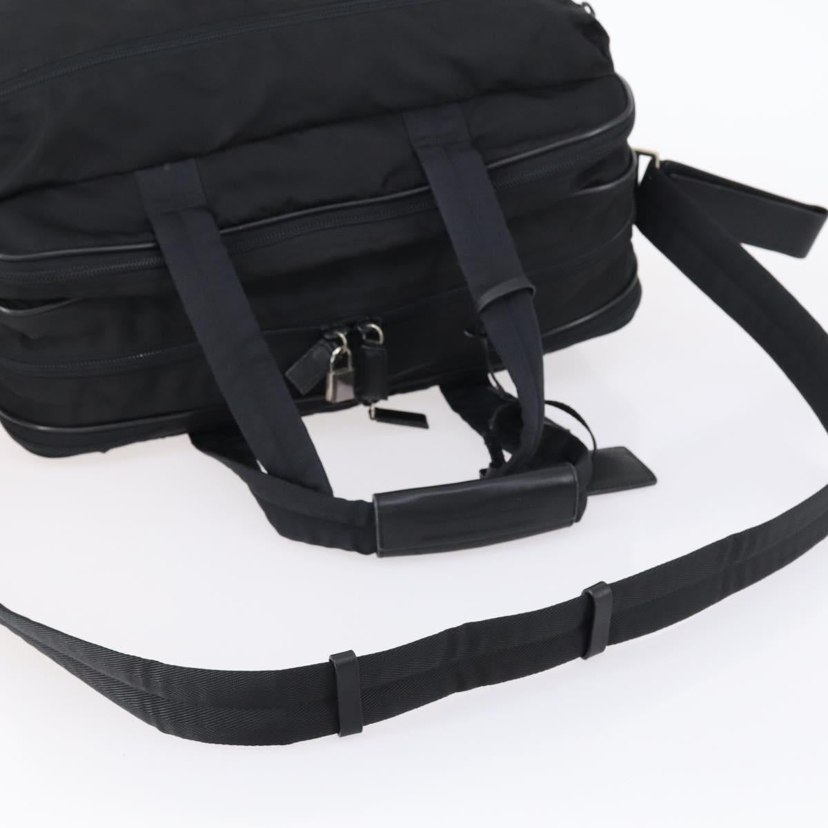 PRADA Boston Bag Nylon 2way Black Silver Auth am9248