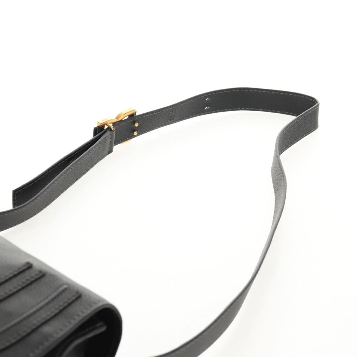 Chloe Mercy Shoulder Bag Leather Black Gold Auth am9250V