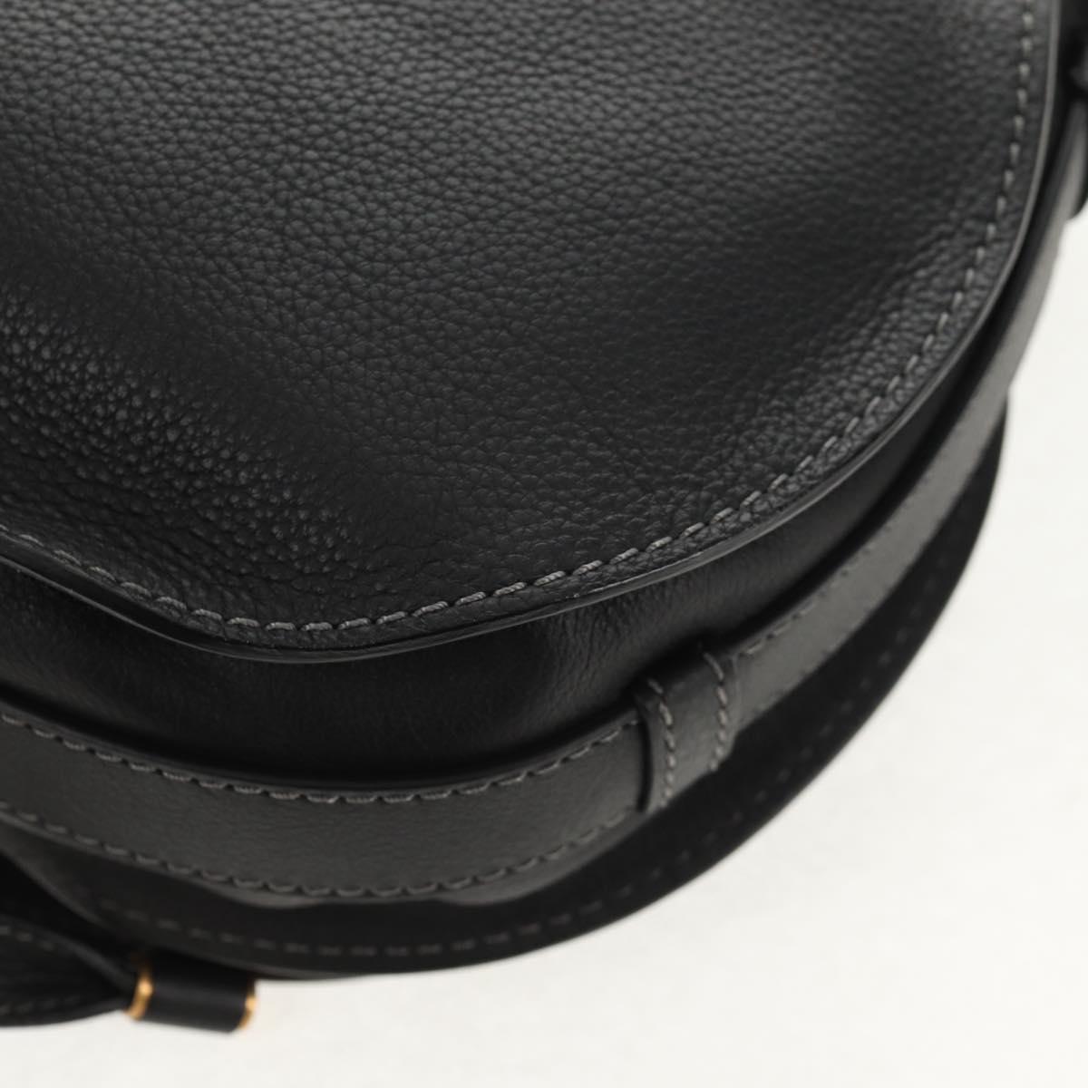 Chloe Mercy Shoulder Bag Leather Black Gold Auth am9250V