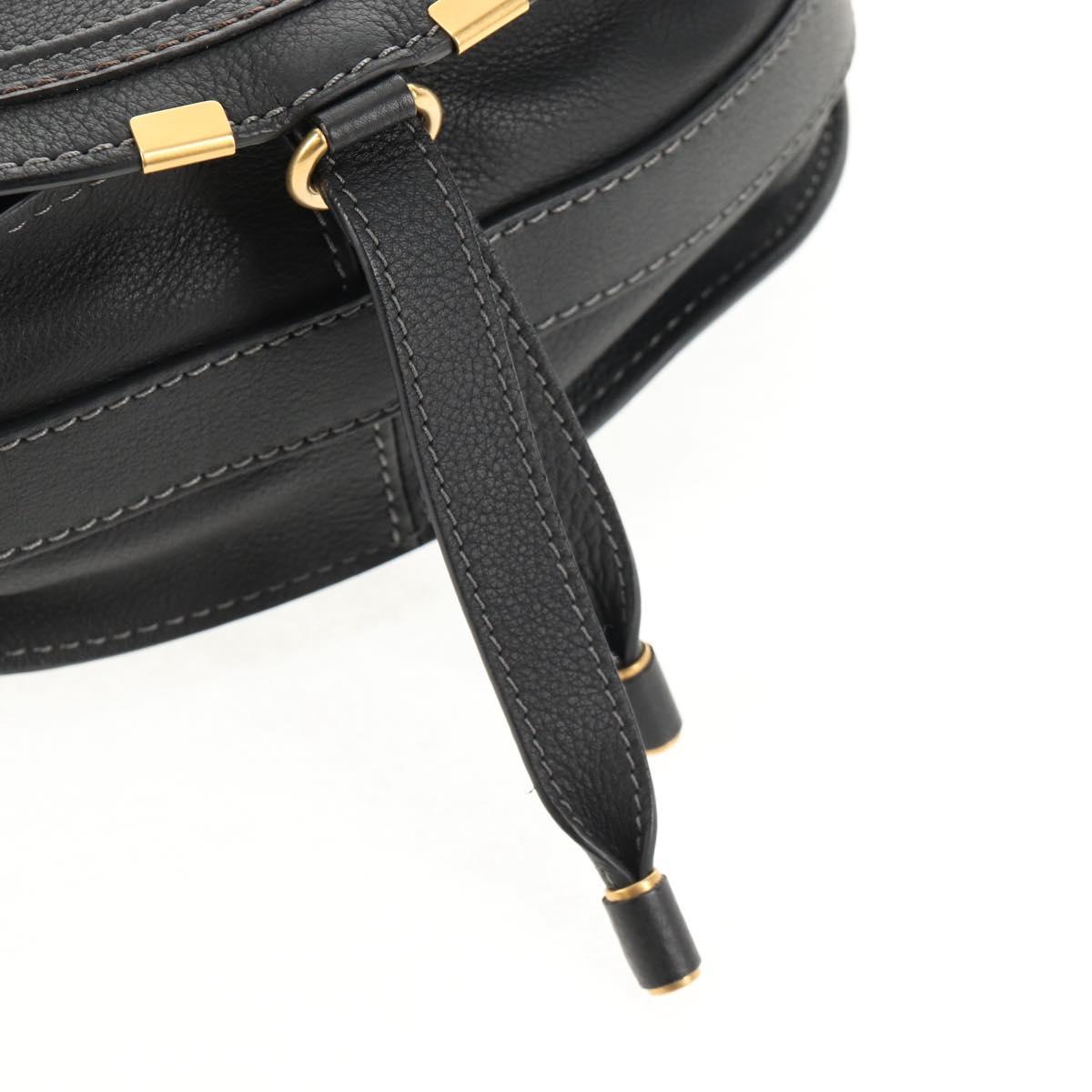 Chloe Mercy Shoulder Bag Leather Black Gold Auth am9250V
