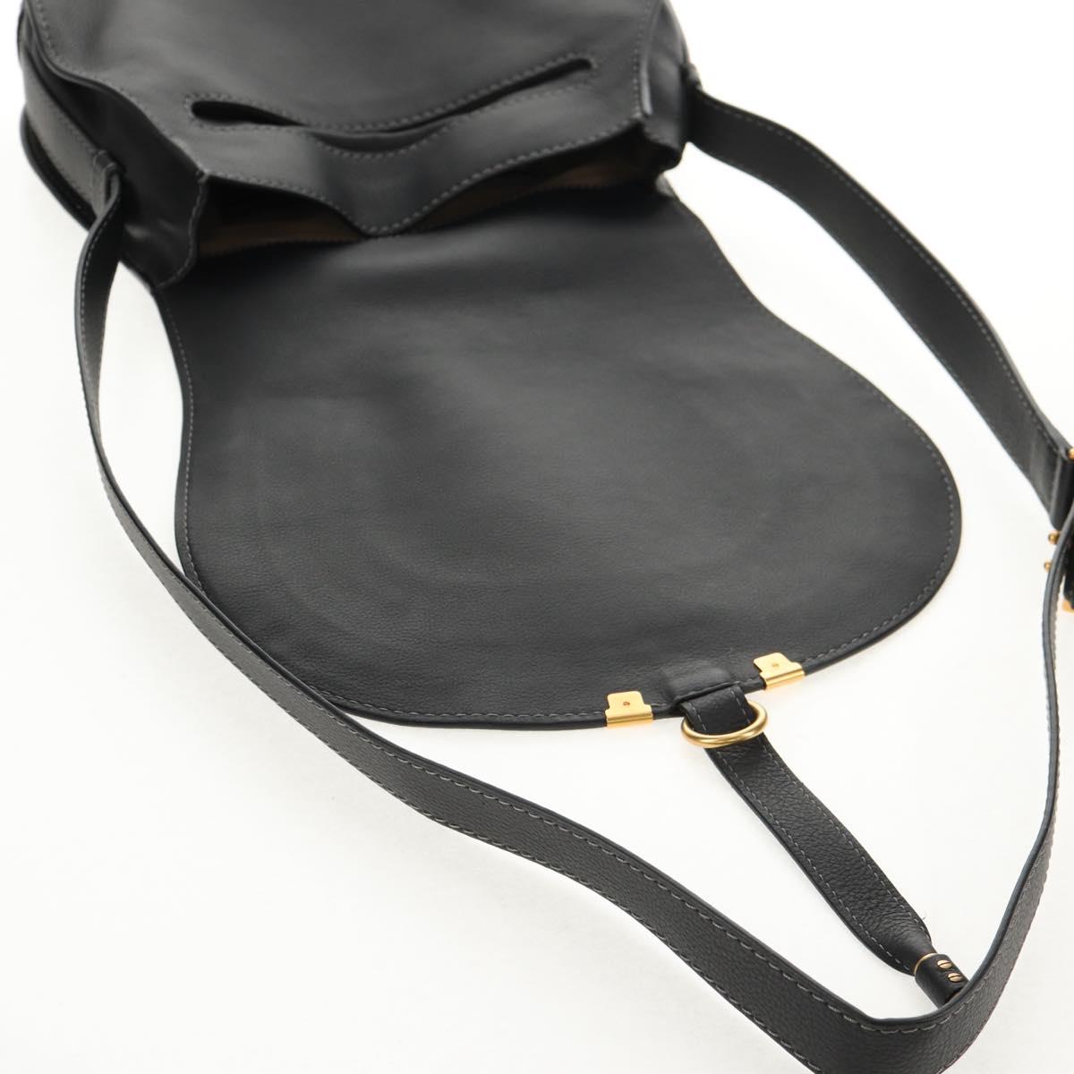 Chloe Mercy Shoulder Bag Leather Black Gold Auth am9250V