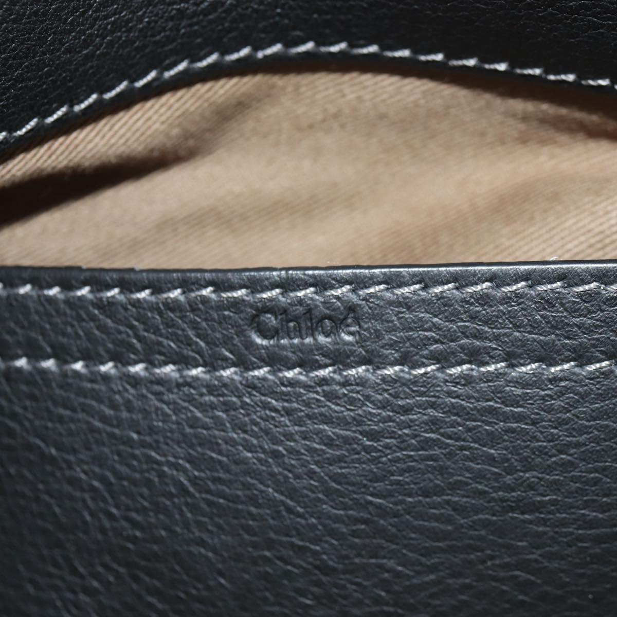 Chloe Mercy Shoulder Bag Leather Black Gold Auth am9250V