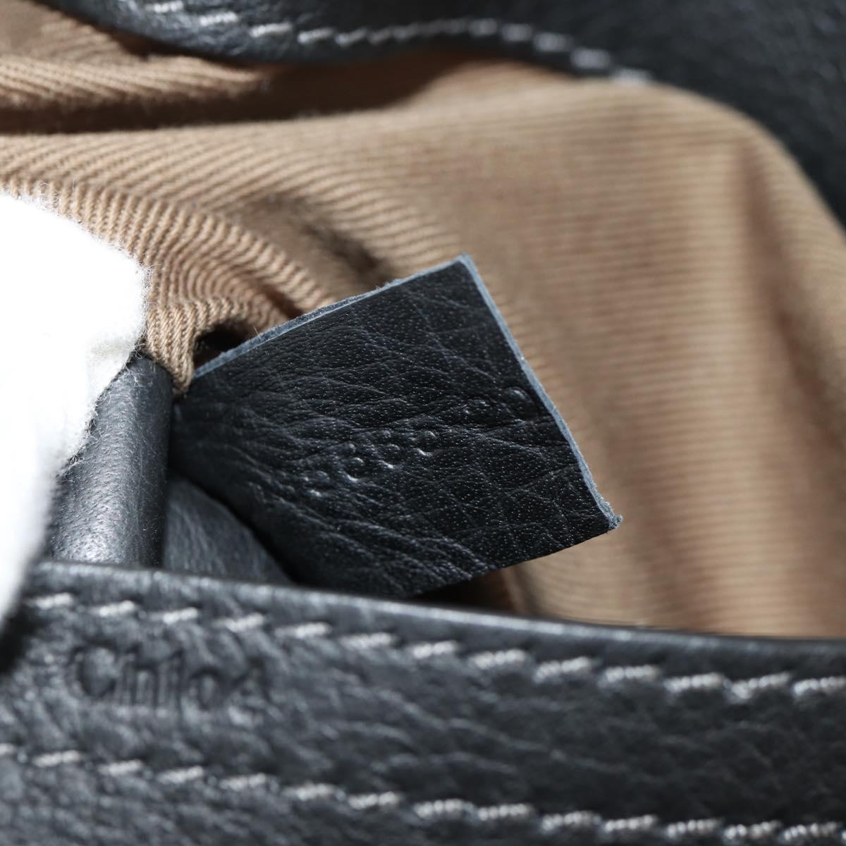 Chloe Mercy Shoulder Bag Leather Black Gold Auth am9250V