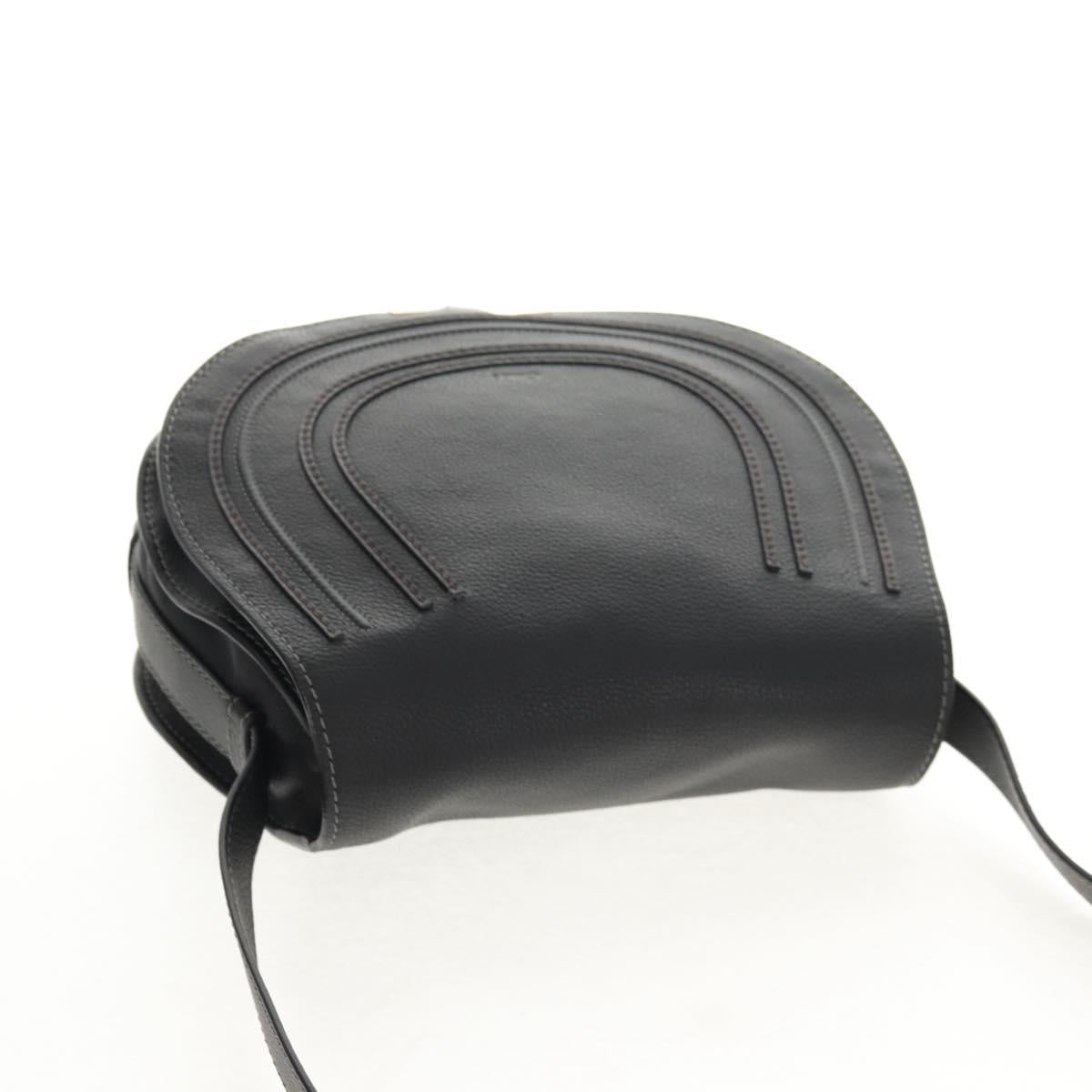 Chloe Mercy Shoulder Bag Leather Black Gold Auth am9250V