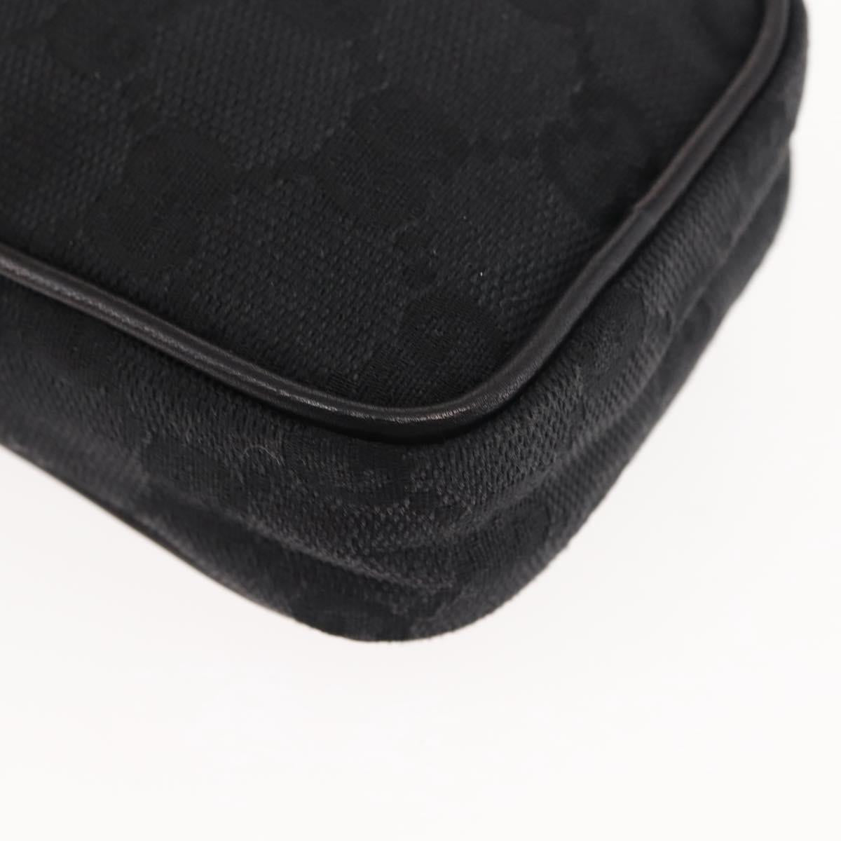 GUCCI GG Canvas Pouch Black Silver 74245 Auth am9252